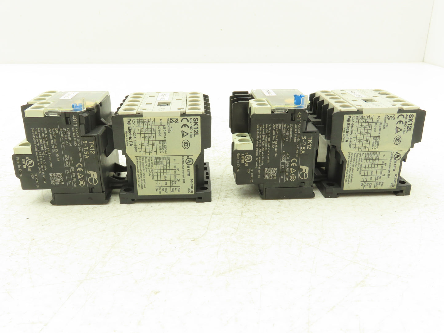 Fuji SK12L Motor Starter Contactor 5.5kW 600V & Overload 5-7.5A Lot of 2