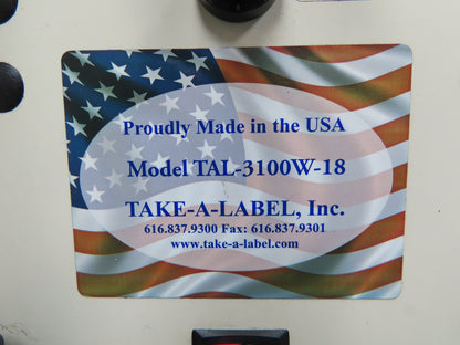 Take A Label TAL3100W18 Automatic Label Applicator Dispenser Stand No Print Head