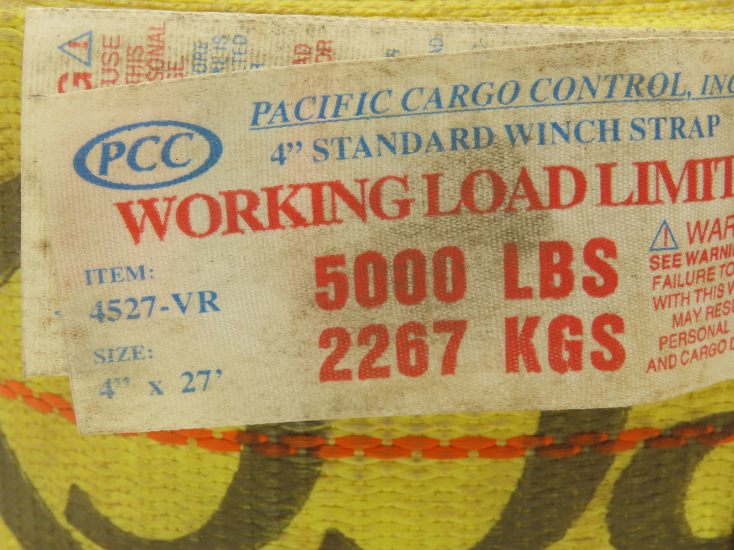 Pacific Cargo 4527-VR  4"x 27' Winch Strap V-Ring Tie-Down 5000 Lbs  Lot of 2