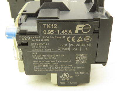 Fuji TK12WA-P95 Thermal Overload Relay 0.95-1.45A Lot of 5