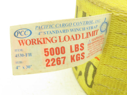 Pacific Cargo 4"x 30' Winch Strap Flat Hook Flatbed Tie-Down 5000 Lbs  Lot of 2