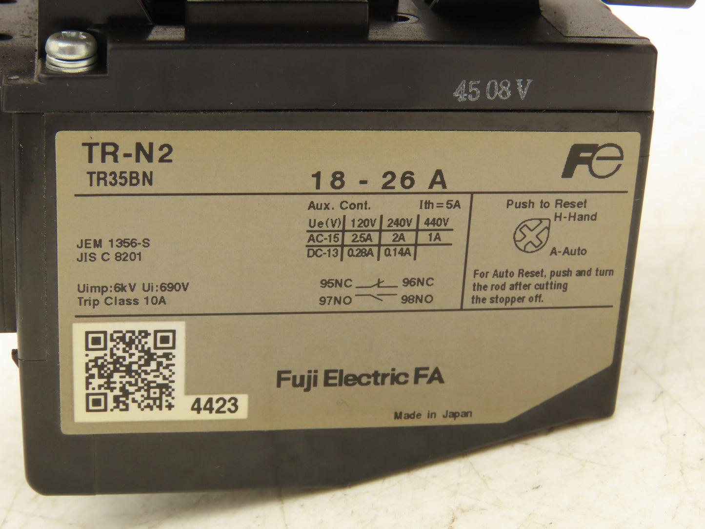 Fuji SC-N1 SC25BAA Motor Starter Contactor 25Hp 600V & Overload 18-26A Lot of 2
