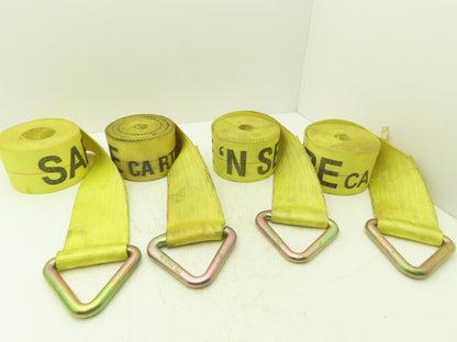 4"x 26' Winch Strap V-Ring D-Ring Flatbed Tie-Down 5000 Lbs  Lot of 4