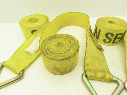 4"x 26' Winch Strap V-Ring D-Ring Flatbed Tie-Down 5000 Lbs  Lot of 4