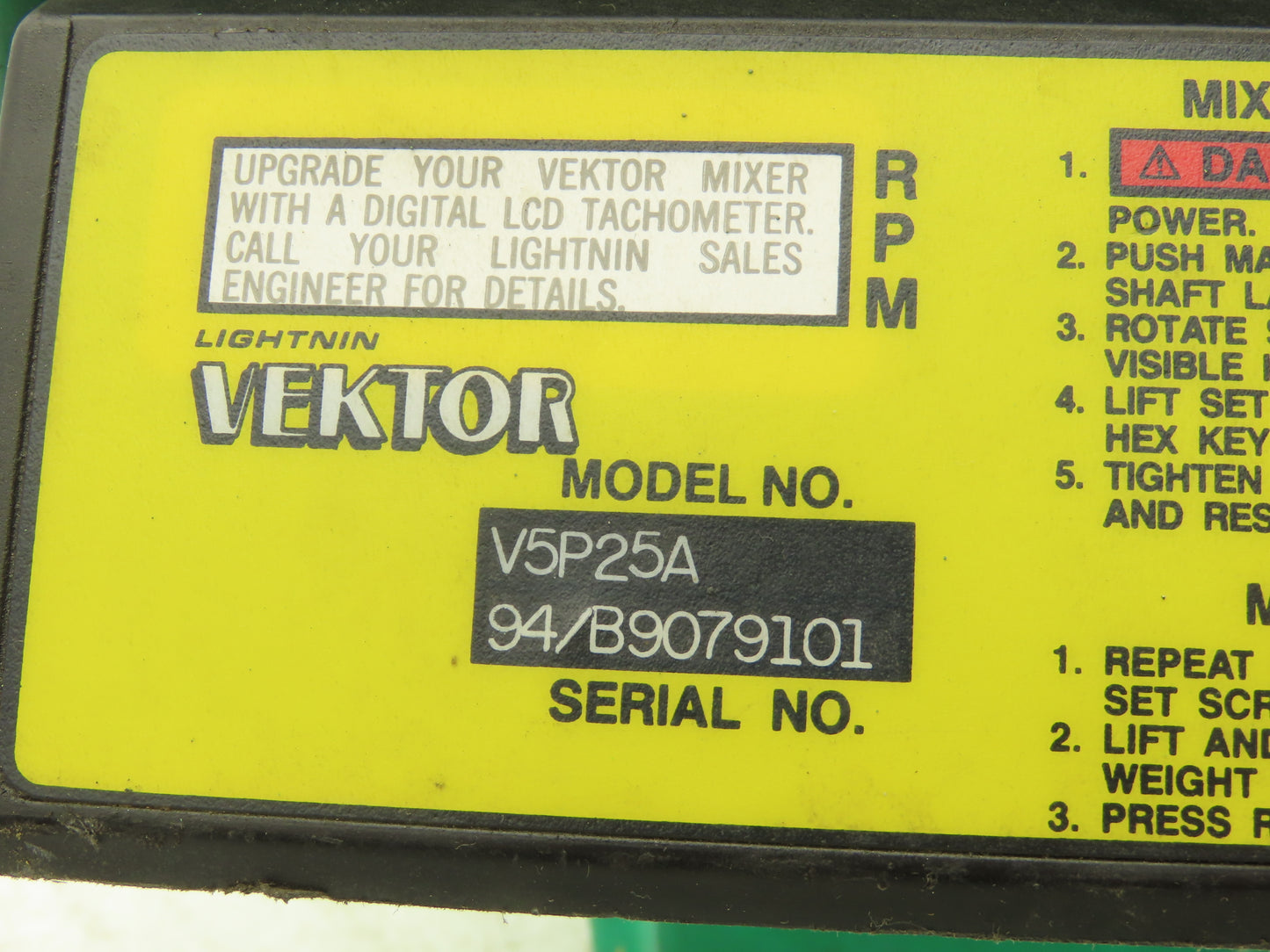 Lightnin Vektor V5P25A Pneumatic Clamp-On Tank Mixer Gast Air Motor 2SL-NCC-17