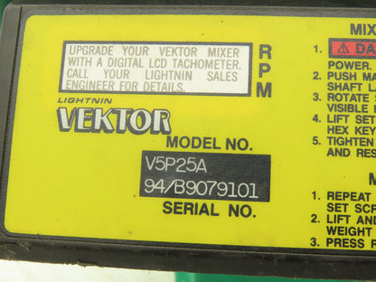 Lightnin Vektor V5P25A Pneumatic Clamp-On Tank Mixer Gast Air Motor 2SL-NCC-17