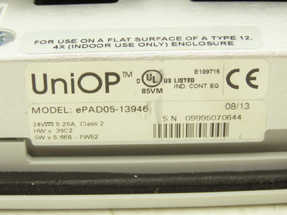 SMS Elotherm ePAD05-13946 UniOp HMI Push Button Control Panel 24VDC With Clips