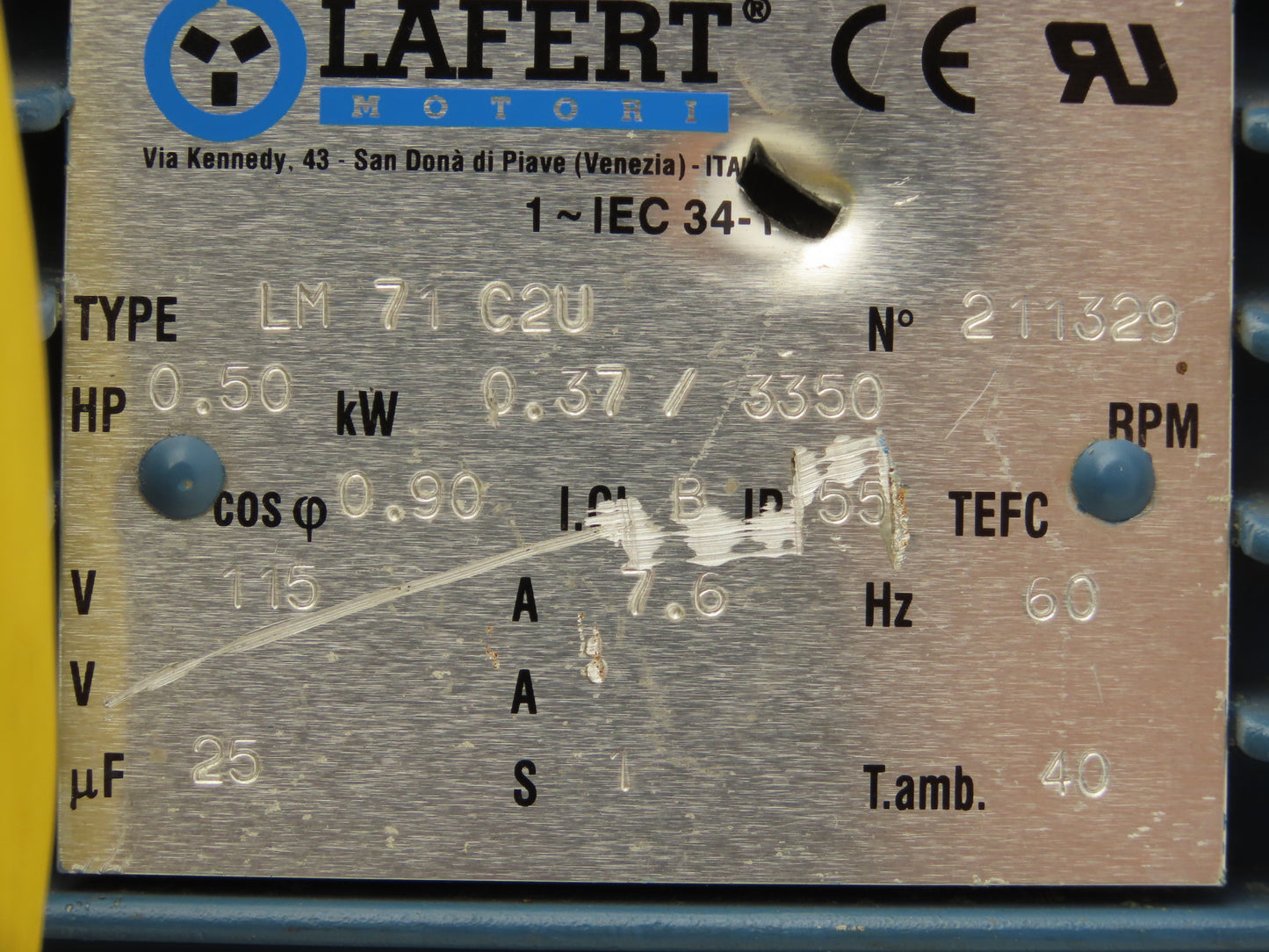 Plastec P15SS6P025 Polypropylene Centrifugal Blower 200 CFM .5Hp 115V 1PH