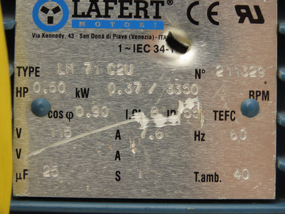 Plastec P15SS6P025 Polypropylene Centrifugal Blower 200 CFM .5Hp 115V 1PH