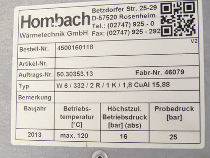 Hombach Heat Exchanger Fan Driven Oil Cooler 13X14" Radiator 0.17kW 3Ph 400V