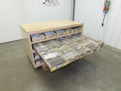 Modular Industrial Storage Cabinet 20 Drawer 61.5x38x34.5" Vintage 17x10" Trays
