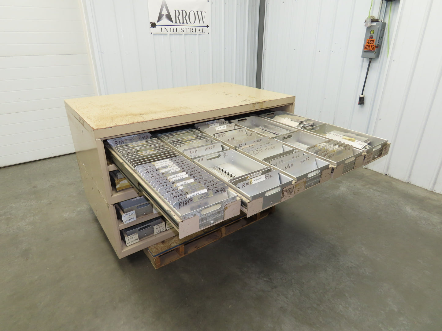 Modular Industrial Storage Cabinet 20 Drawer 61.5x38x34.5" Vintage 17x10" Trays