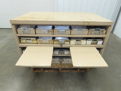 Modular Industrial Storage Cabinet 20 Drawer 61.5x38x34.5" Vintage 17x10" Trays