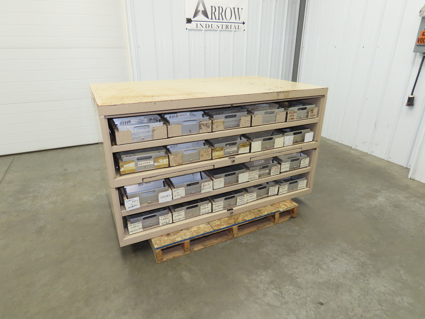 Modular Industrial Storage Cabinet 20 Drawer 61.5x38x34.5" Vintage 17x10" Trays