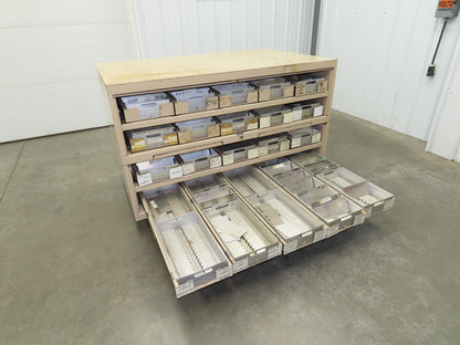 Modular Industrial Storage Cabinet 20 Drawer 61.5x38x34.5" Vintage 17x10" Trays