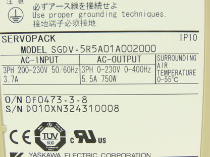 Yaskawa SGDV-5R5A01A SERVOPACK Drive Controller Module 200-230V 3Ph 0.750kW