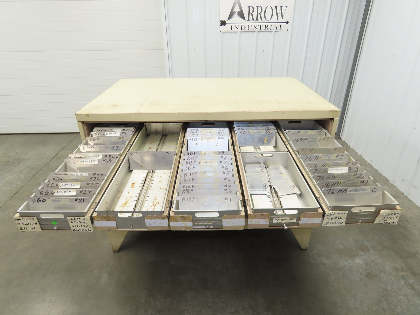 Modular Industrial Storage Cabinet 20 Drawer 61.5x38x34.5" Vintage 17x10" Trays
