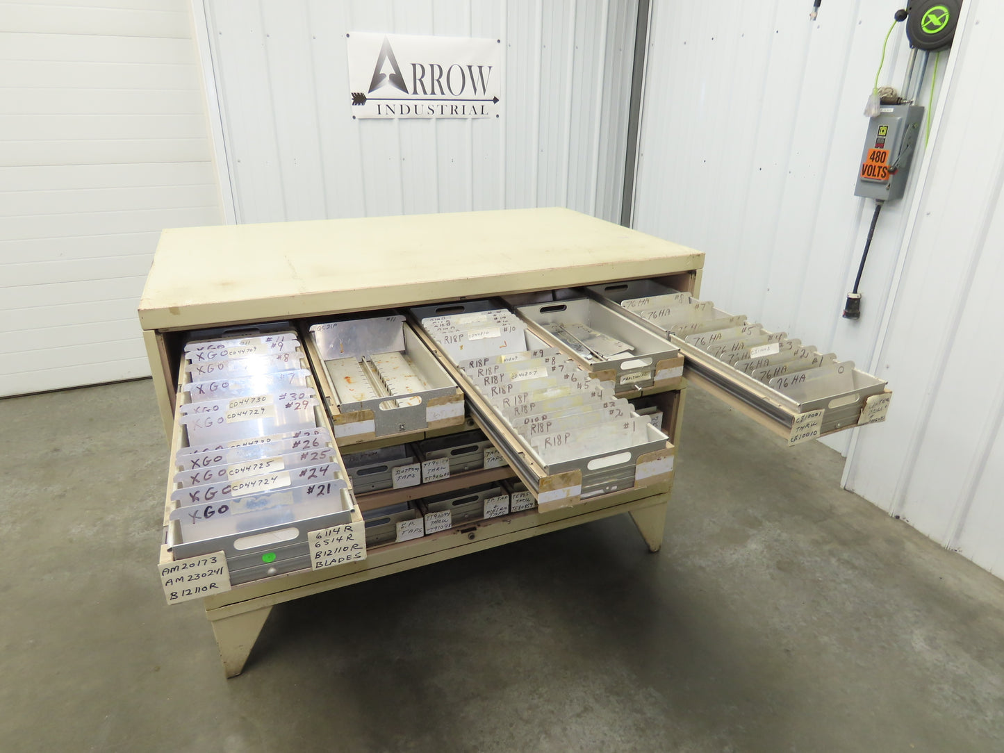 Modular Industrial Storage Cabinet 20 Drawer 61.5x38x34.5" Vintage 17x10" Trays