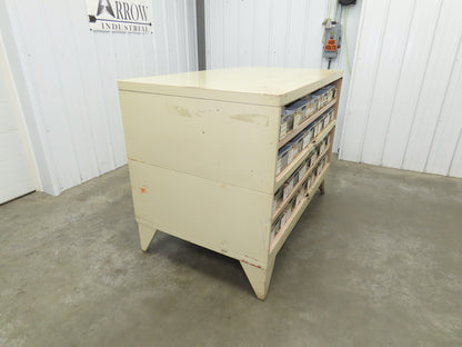 Modular Industrial Storage Cabinet 20 Drawer 61.5x38x34.5" Vintage 17x10" Trays