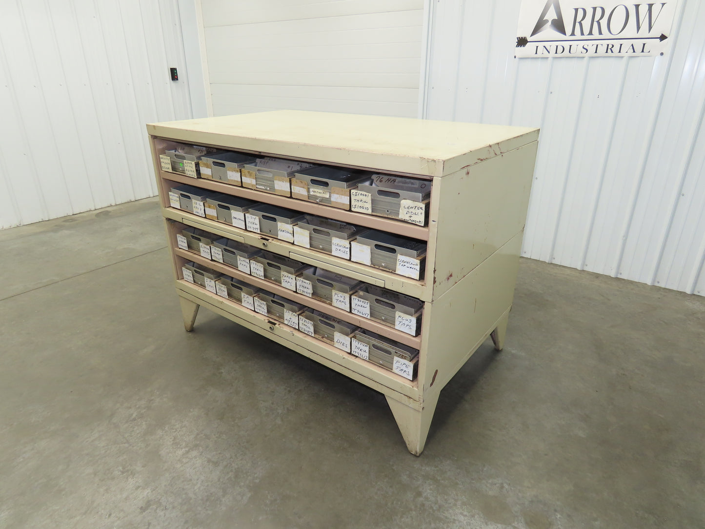 Modular Industrial Storage Cabinet 20 Drawer 61.5x38x34.5" Vintage 17x10" Trays