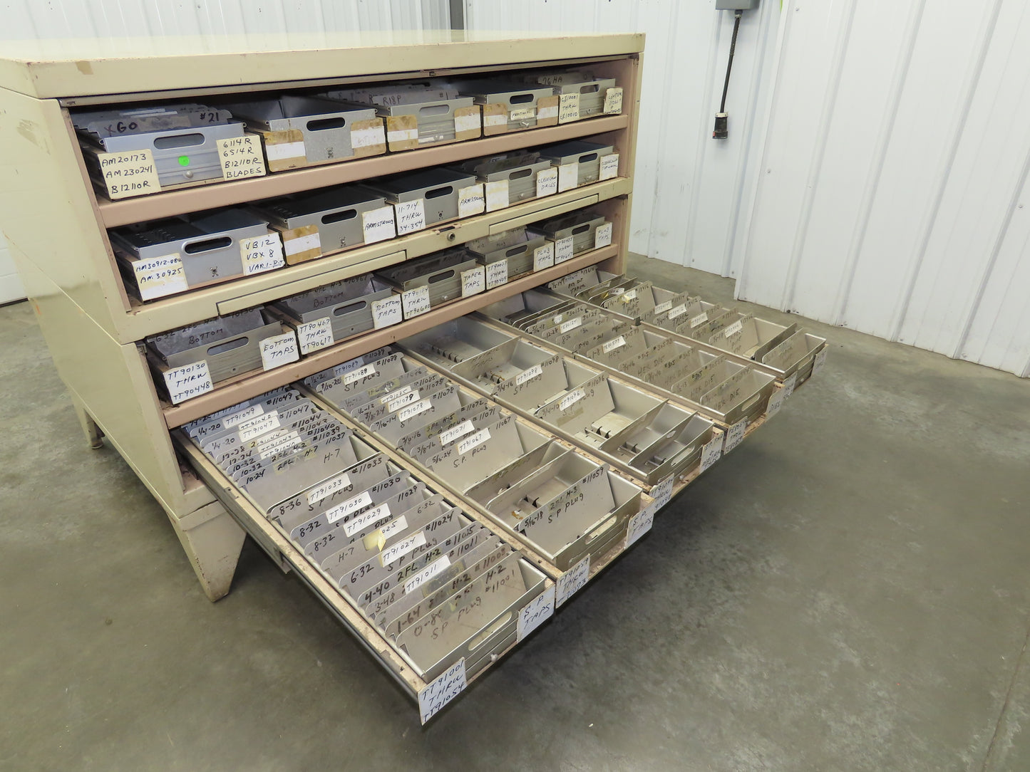 Modular Industrial Storage Cabinet 20 Drawer 61.5x38x34.5" Vintage 17x10" Trays