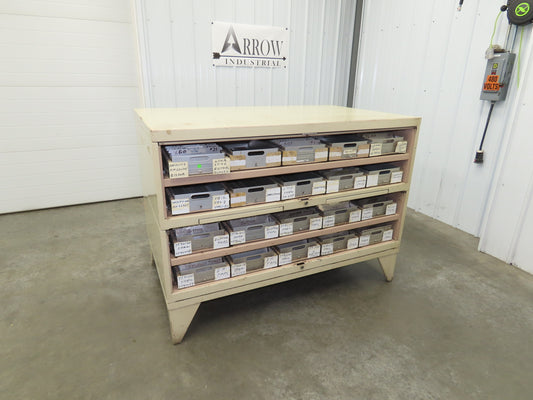 Modular Industrial Storage Cabinet 20 Drawer 61.5x38x34.5" Vintage 17x10" Trays