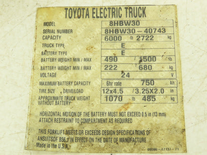 Toyota CT200A24D1M AC Motor Contactor 200A 24V Coil Off 8HBW30 Pallet Jack