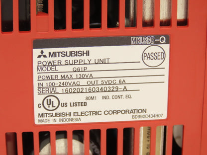 Mitsubishi Electric Q03UDECPU Melsec PLC Backplane Rack Power Supply CPU 8 Slot