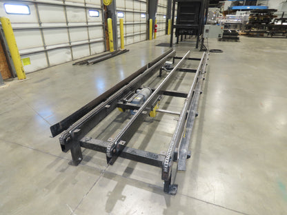 42"x 17' Pallet Drag Chain Conveyor 3-Strand 1Hp 230/460V 3PH 32FPM 17-19"H