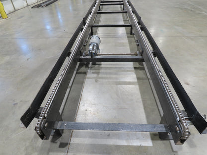42"x 25' Pallet Drag Chain Conveyor 2-Strand 1Hp 230/460V 3PH 32FPM 17-19"H