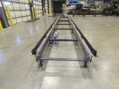 42"x 25' Pallet Drag Chain Conveyor 2-Strand 1Hp 230/460V 3PH 32FPM 17-19"H