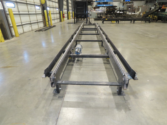 42"x 25' Pallet Drag Chain Conveyor 2-Strand 1Hp 230/460V 3PH 32FPM 17-19"H