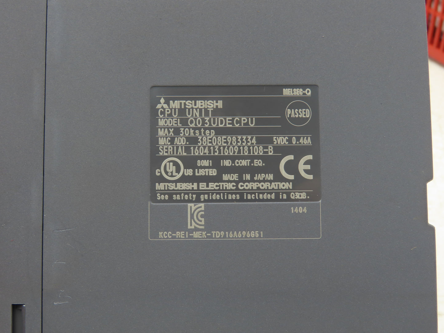 Mitsubishi Electric Q03UDECPU Melsec PLC Backplane Rack Power Supply CPU 12 Slot