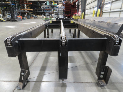 42"x 11' 4" Pallet Drag Chain Conveyor 3-Strand 230/460V 3PH 32FPM 23-26"H