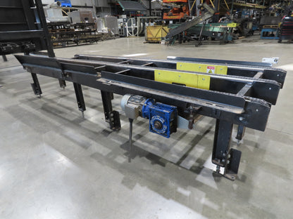 42"x 11' 4" Pallet Drag Chain Conveyor 3-Strand 230/460V 3PH 32FPM 23-26"H