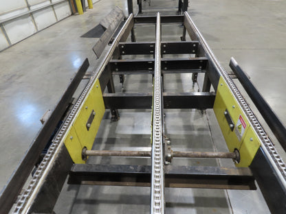 42"x 11' 4" Pallet Drag Chain Conveyor 3-Strand 230/460V 3PH 32FPM 23-26"H