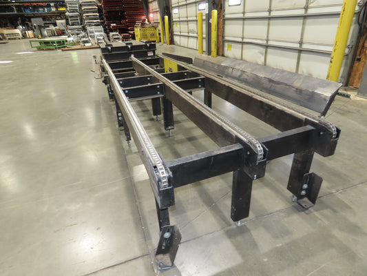 42"x 11' 4" Pallet Drag Chain Conveyor 3-Strand 230/460V 3PH 32FPM 23-26"H