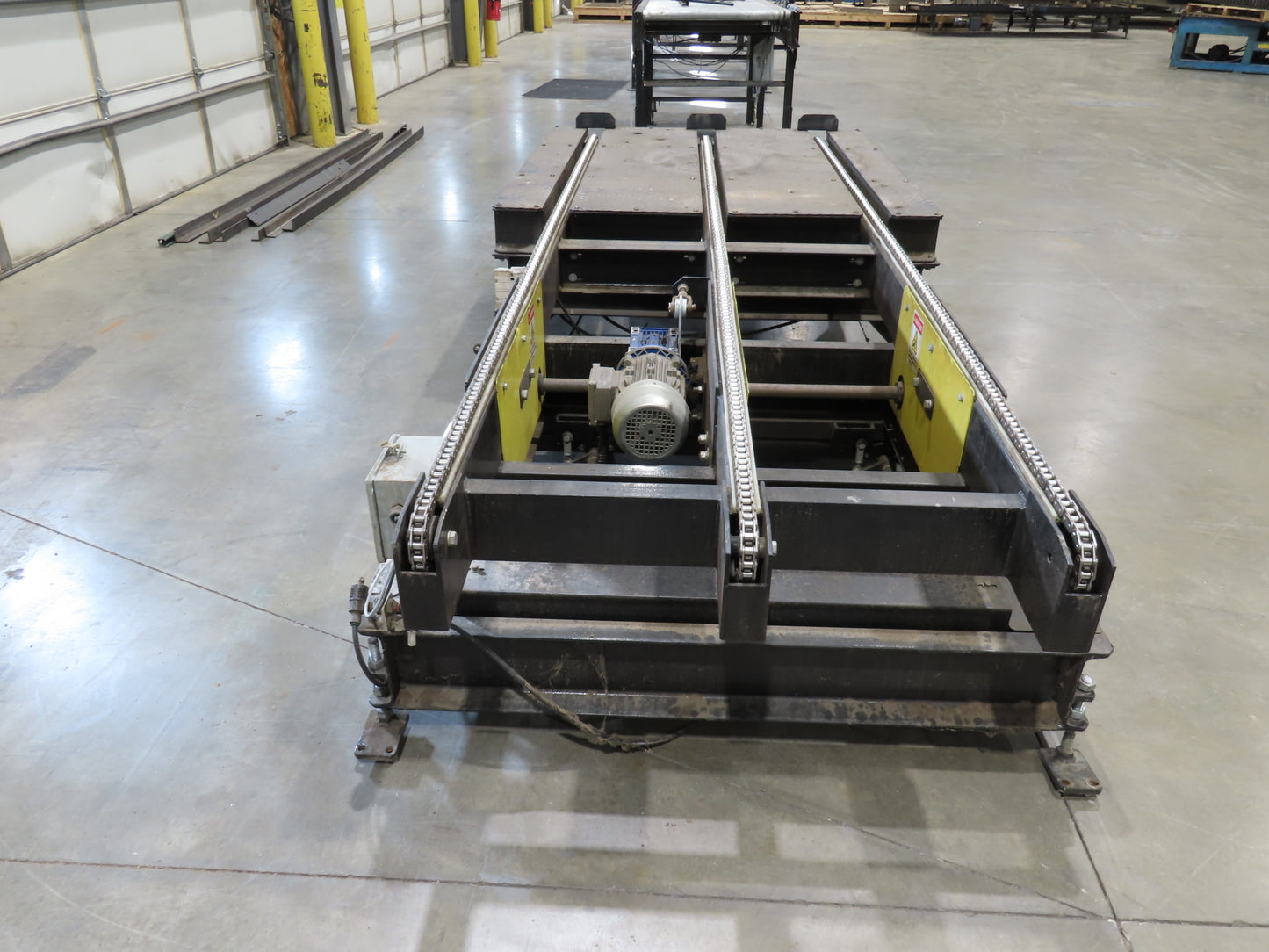 42"x 10' 2" Pallet Chain Conveyor 3-Strand Skid Platform End Section 460V 3PH