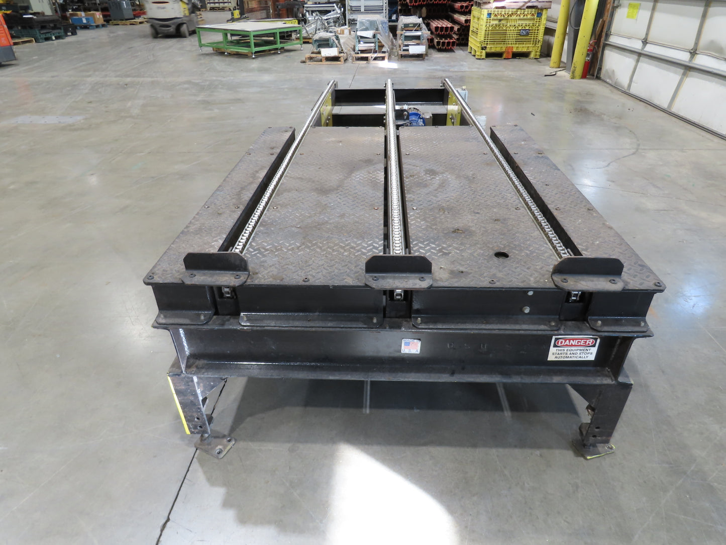 42"x 10' 2" Pallet Chain Conveyor 3-Strand Skid Platform End Section 460V 3PH