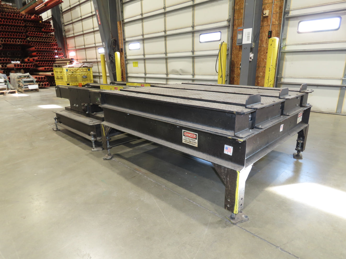 42"x 10' 2" Pallet Chain Conveyor 3-Strand Skid Platform End Section 460V 3PH