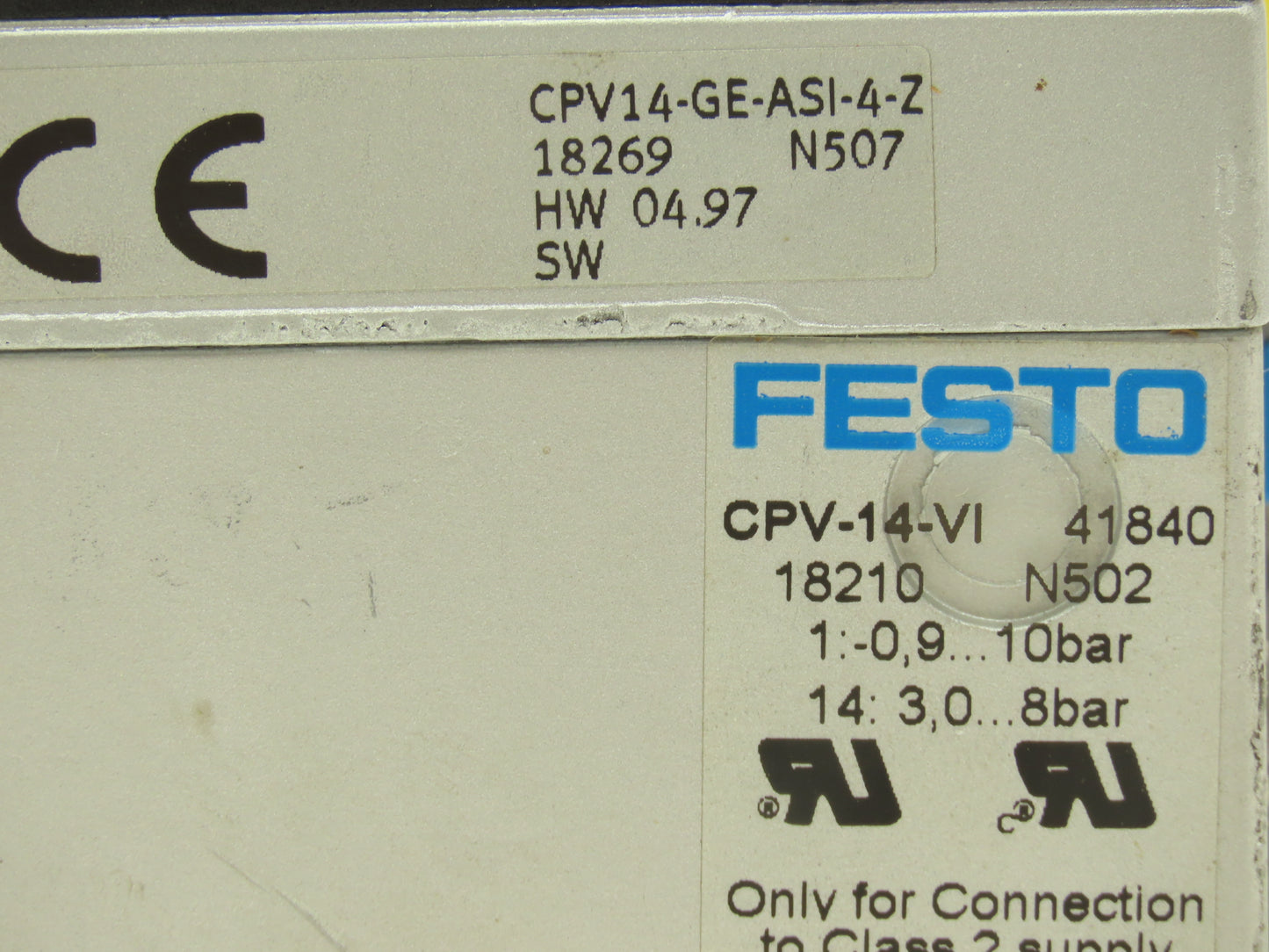 Festo CPV-14-VI 4-Station 14mm Pneumatic Valve Manifold 800l/min G1/8 Ports