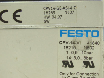 Festo CPV-14-VI 4-Station 14mm Pneumatic Valve Manifold 800l/min G1/8 Ports