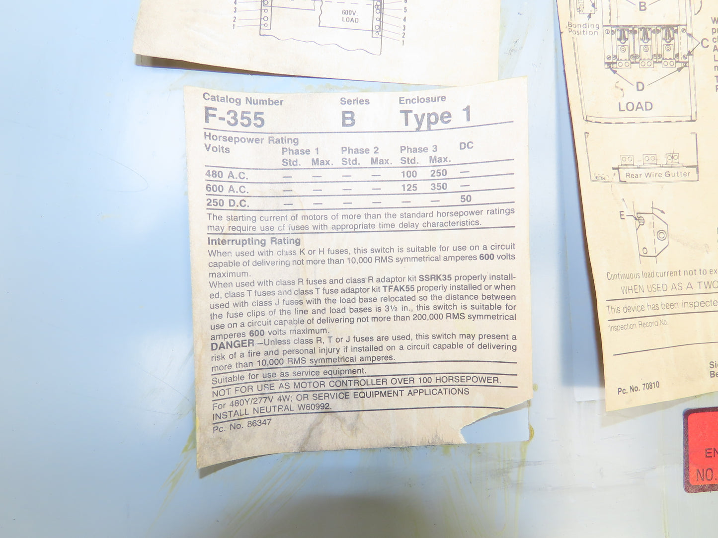 Siemens F-355 Vacu Break Clampamtic Safety Disconnect Switch 400A 600V 3P Fused