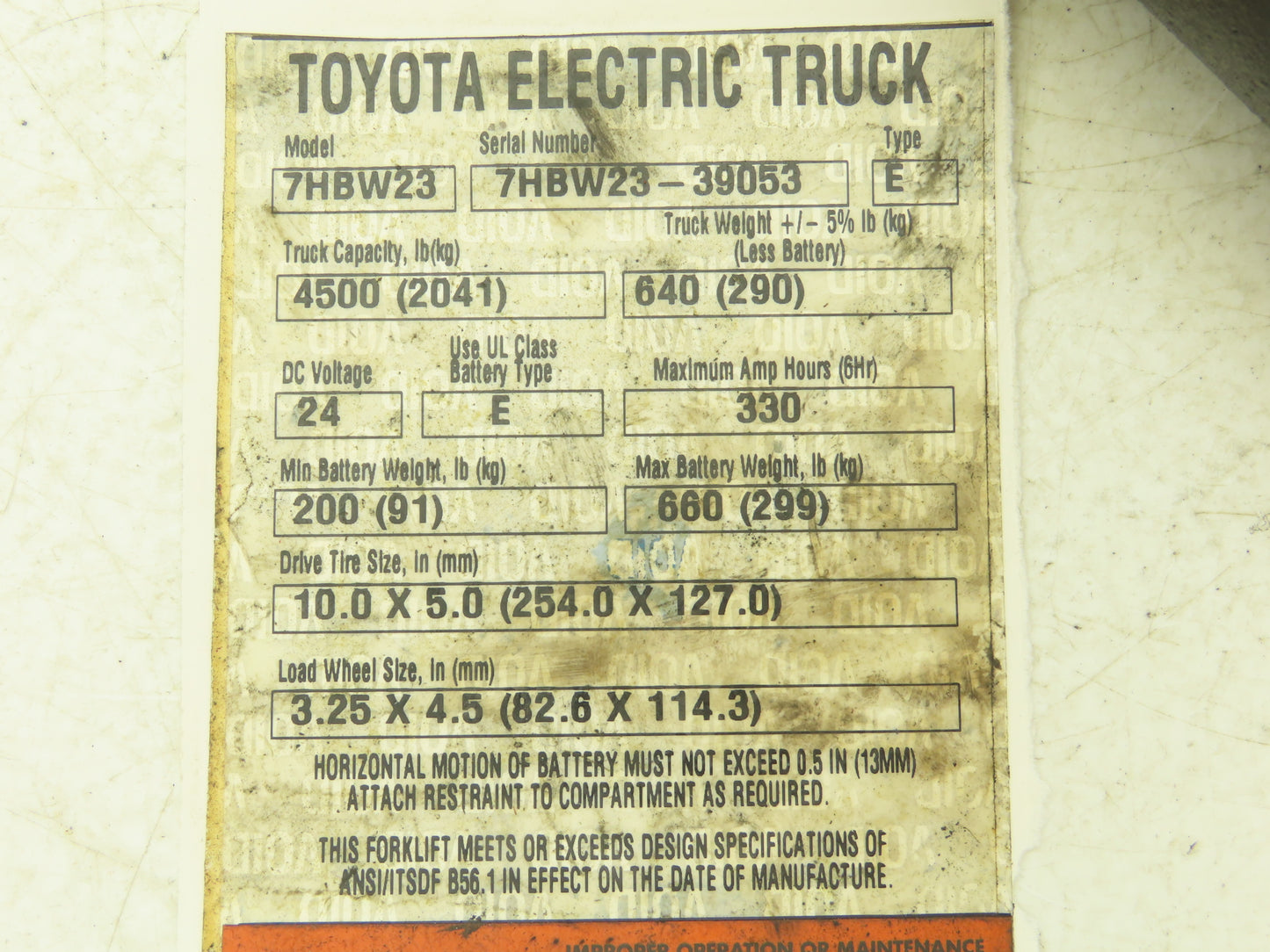 Toyota 7HBW23 Hydraulic Lift Cylinder Off Walkie Pallet Jack 4500 lb