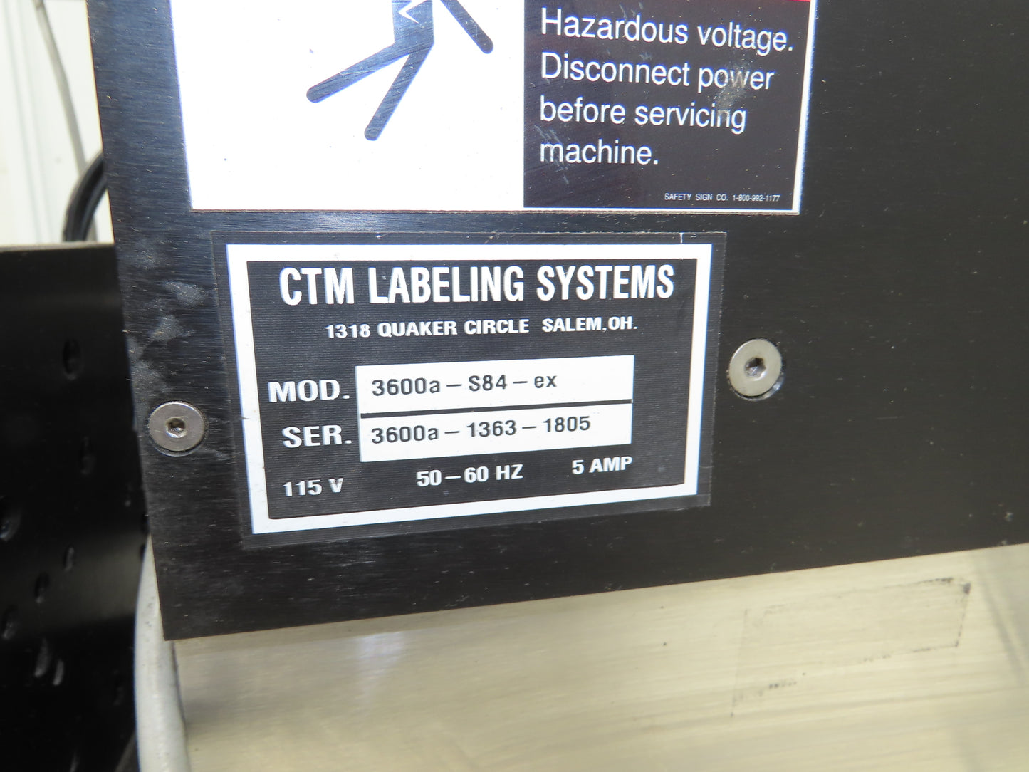 CTM 3600A-S84-EX High Speed Label Applicator SATO Thermal Printer 5" Width