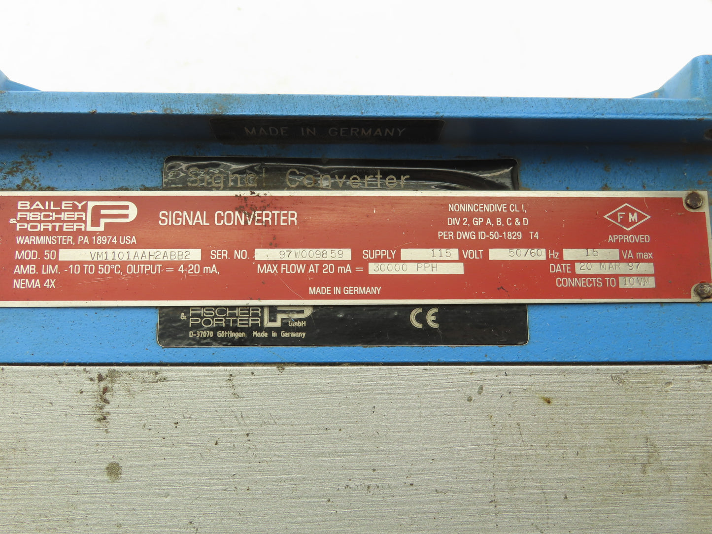 Fischer Porter 50VM1101AAH2ABB2 Magnetic Flowmeter Signal Converter 115VAC