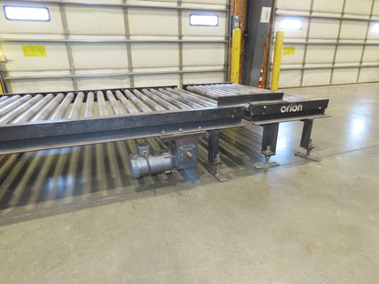 Orion 52"W x 36'L Pallet Conveyor 2.5" Roller with 90° Rotator 3PH Chain Drive