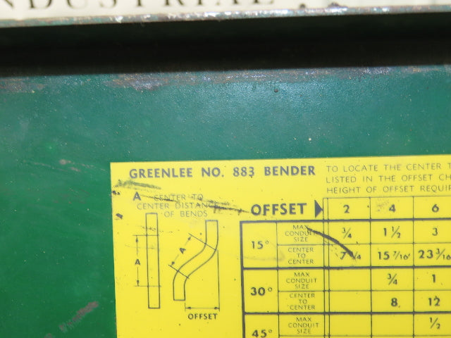 Greenlee One Shot Hydraulic Bender 883-4 Set 1.25-3" Rigid Conduit Needs Rebuilt