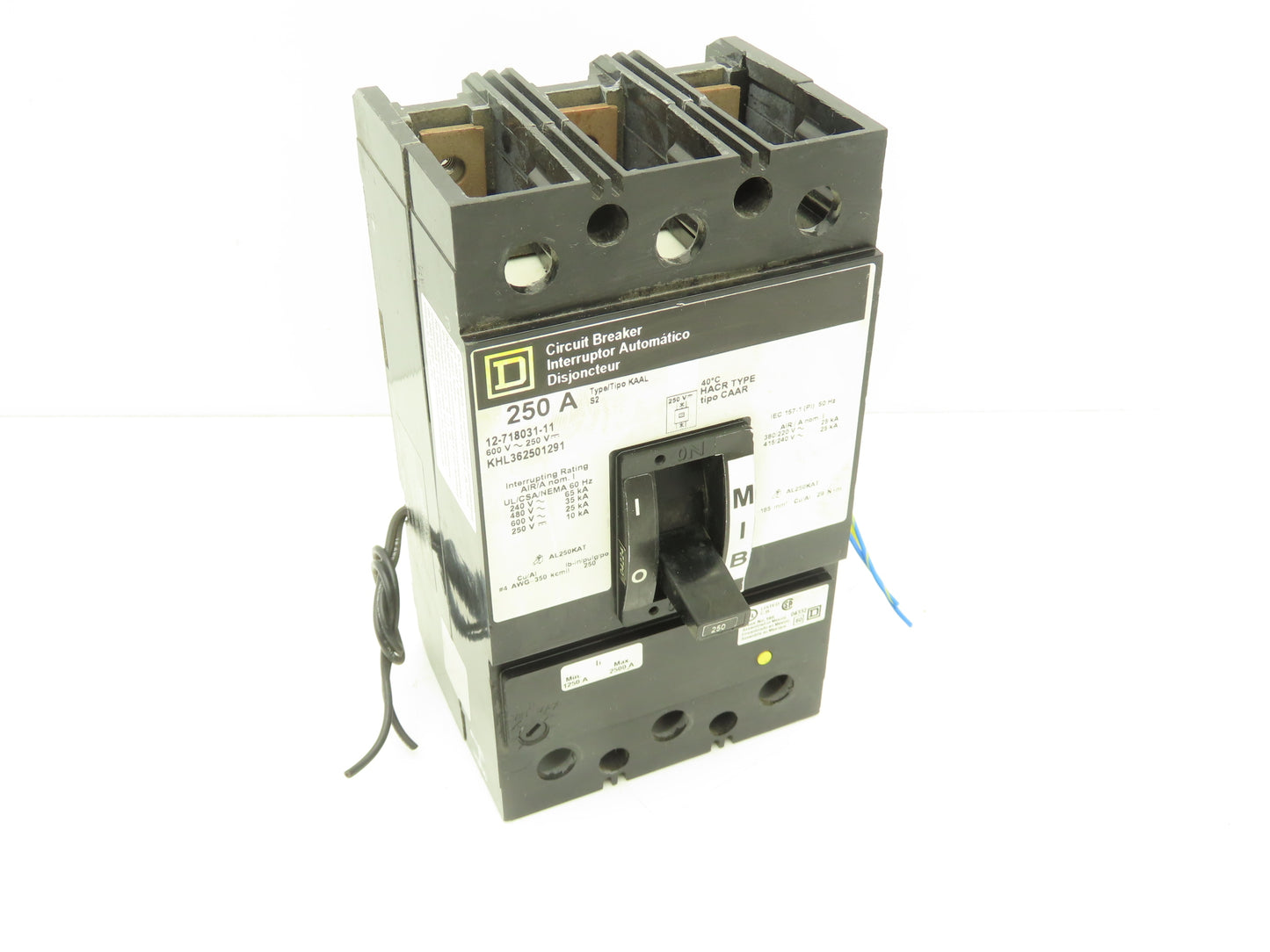 Square D 12-718031-11 Circuit Breaker 250A 600V 3 Pole W/Shunt Trip Type KAAL