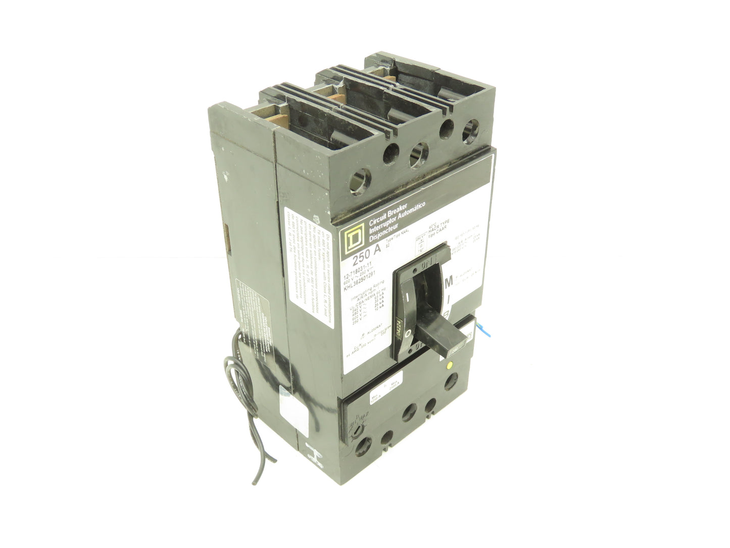 Square D 12-718031-11 Circuit Breaker 250A 600V 3 Pole W/Shunt Trip Type KAAL